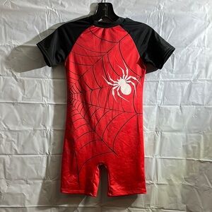 Kids Red and Black Spider Web Swim Suit